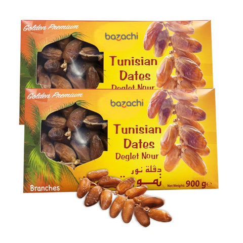 Golden Harvest: Finest Tunisian Dates with Branches - 900g Premium Selection (Pack of 2)