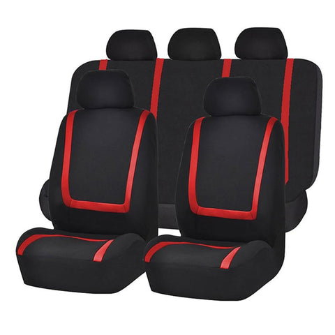 LUISAS Car Seat Covers Full Set for BMW XM G09 2022-2023,Full Surround Waterproof Breathable Comfortable Protector Set Accessories,B-black red