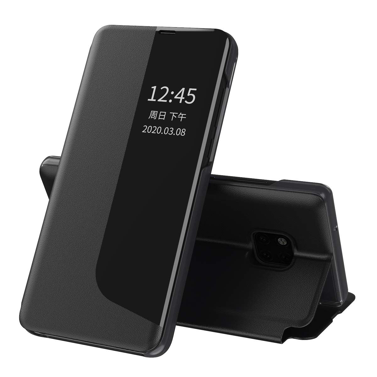 Eabhulie Case for Huawei Mate 20 Pro, Smart View Window Flip Stand Cover PU Leather Protective Case for Huawei Mate 20 Pro Black