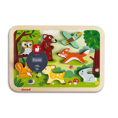 Janod Pets Chunky Wooden Puzzle (7 Pieces) - 18 Months+ - J07024