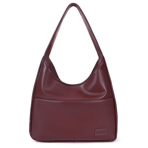 Faux Leather Tote Bag Women Shoulder Bag College Tote Leather Hobo Handbag Work Tote Bag Purse, Red, One Size
