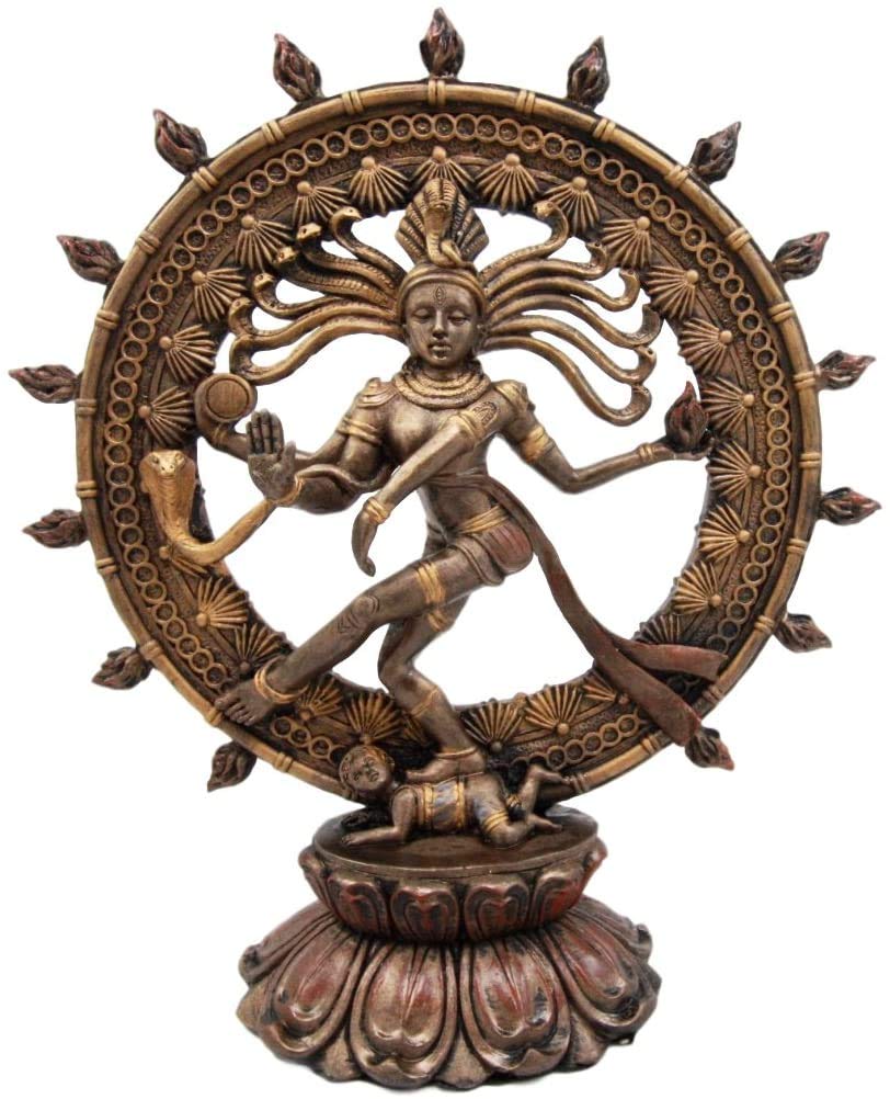 Ebros Gift 9" Tall Hindu Shiva Nataraja by Fire Wheel Statue Lord of The Dance Cosmic Dancer God Statuette Sanskrit Hinduism Supreme Deity Altar Eastern Enlightenment Yoga Figurine