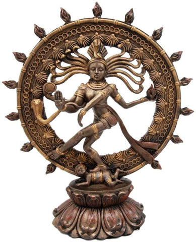Ebros Gift 9" Tall Hindu Shiva Nataraja by Fire Wheel Statue Lord of The Dance Cosmic Dancer God Statuette Sanskrit Hinduism Supreme Deity Altar Eastern Enlightenment Yoga Figurine
