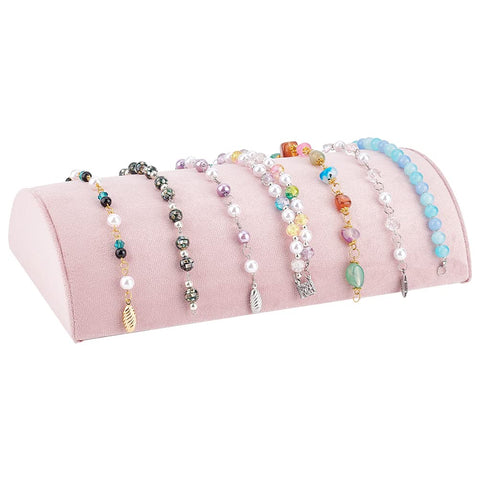 FINGERINSPIRE Pink Bracelet Display Stand Velvet Bracelet Display Holder Jewelry Bracelet Watch Necklace Storage Rack Jewelry Organizer Displays for Home, Retail, Counter Top, Photographic Props