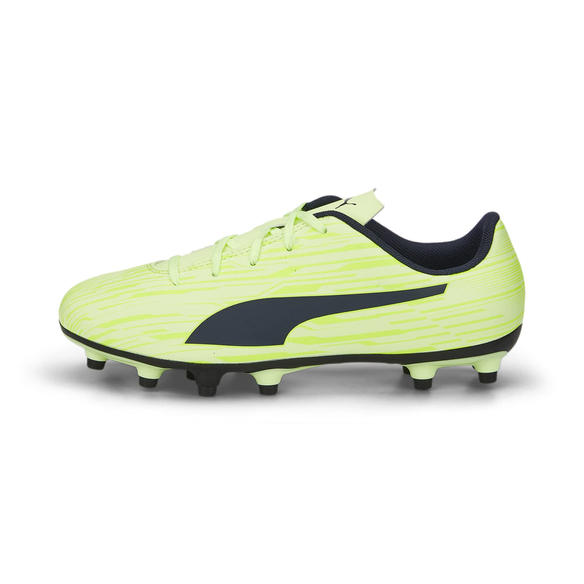 PUMA Rapido III Firm Artificial Ground Sneaker, Parisian Night-Fresh Yellow-Ebony, 11 US Unisex Big Kid