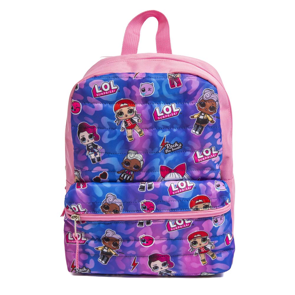 L.O.L. Surprise! LOL Mini Backpack for Girls and Toddlers with Front Pocket, Quilted, 12 inch
