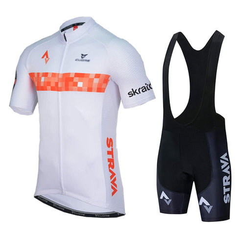 Men?s Summer Cycling Short Sleeve Top and Gel Bib Shorts Set, Short Sleeve Cycling Suits Set, Cycling Jersey Kits Breathable MTB Clothing Suits (White,M)