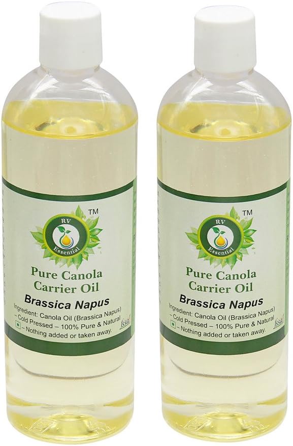 R V Essential Pure Canola Carrier Oil (100ml+100ml) Pack of Two- Brassica Napus (100% Pure and Natural Cold Pressed)
