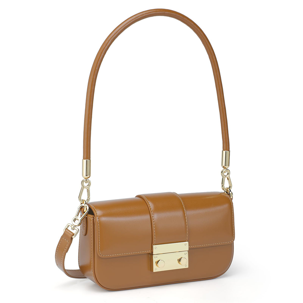 molshine Luxurious Genuine Leather Handbag, Stylish Shoulder Bag and Crossbody Bag with Shoulder Strap for Women Girl Lady Travel Work Office HB011