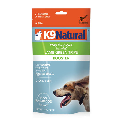 K9 Natural Grain-Free Freeze-Dried Dog Food Supplement Booster, Lamb Green Tripe 2oz