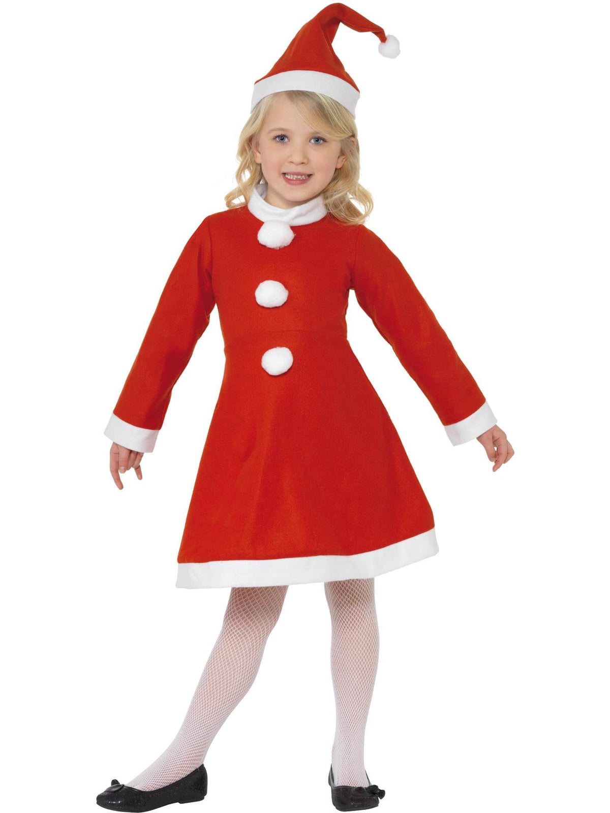 Smiffys Santa Girl Costume, Red with Dress & Hat, Christmas Children's Fancy Dress, Santa Dress Up Costumes