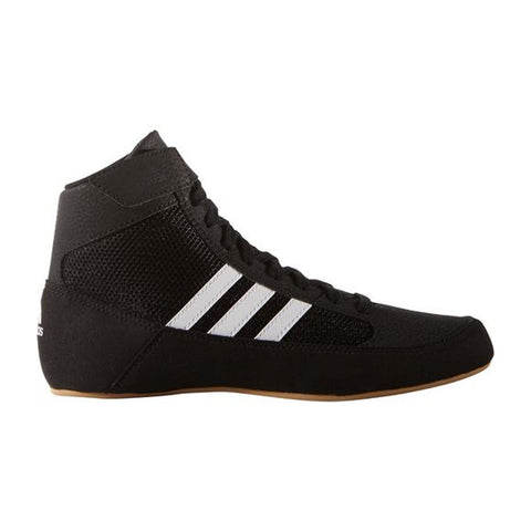 adidas Boy's HVC Wrestling Shoe, Black/White/Iron Metallic, 4.5 Little Kid