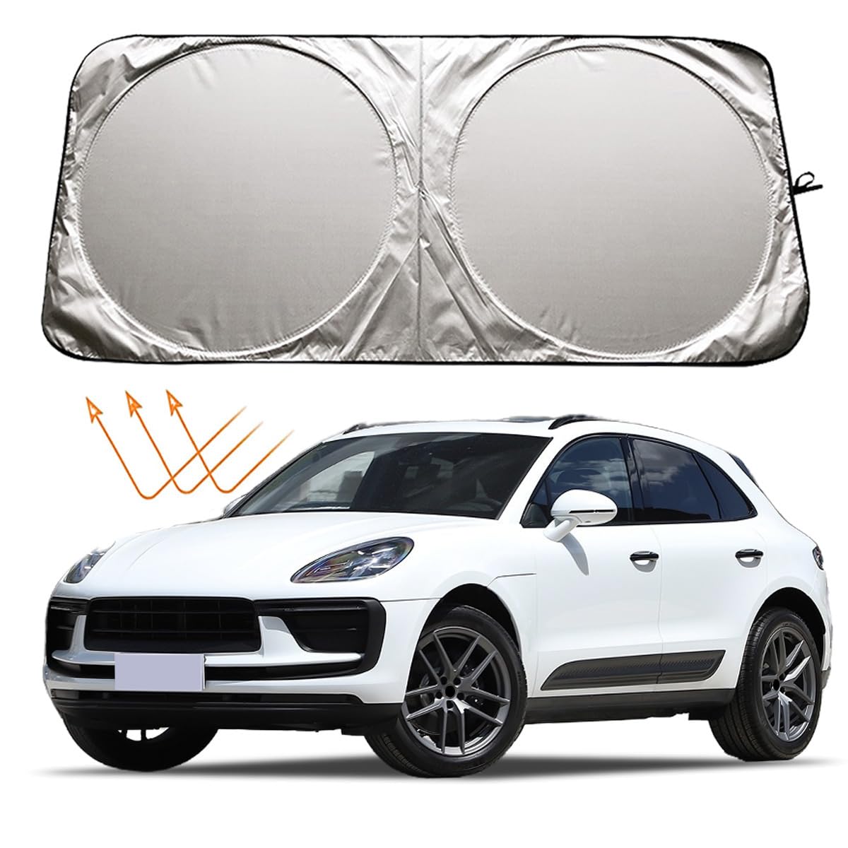 XHRING Car Windshield Sun Shade Sunshade Compatible with Porsche 911 2005-2024 Macan 2015-2024 Cayenne 2003-2022 2023 2024 Panamera 2010-2024 Carrera 2005-2024 Accessories Car Front Window Sun Shield