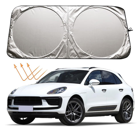 XHRING Car Windshield Sun Shade Sunshade Compatible with Porsche 911 2005-2024 Macan 2015-2024 Cayenne 2003-2022 2023 2024 Panamera 2010-2024 Carrera 2005-2024 Accessories Car Front Window Sun Shield