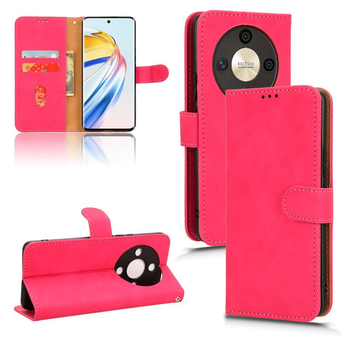 Multifunction Anti-Fall Phone Cases Compatible with Honor X6a X9b 100 Pro HonorX6a WDY-LX1 4G 5G Phone Cover Magnetic Flip Cover Pluggable Card Phone Shell (Rose Red,Honor X9b 5G)