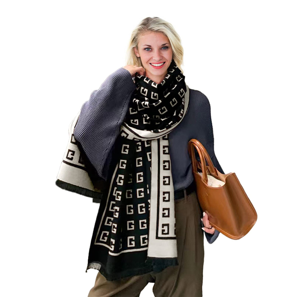 RainFlowwer Womens Pashmina Shawl Wrap Scarf Christmas Winter Warm Wool Scarves Large Reversible Stole Scarf Dress Gift
