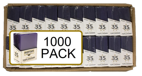 1000 Premium Toploaders, Rivertown Hobby & Supply - 40 cartons of 25 Pack Regular 3x4 toploaders, 35 pt - Top Loader Collector Trading Cards (1000 Toploaders, 40 Packs of 25 Ct. Cartons)