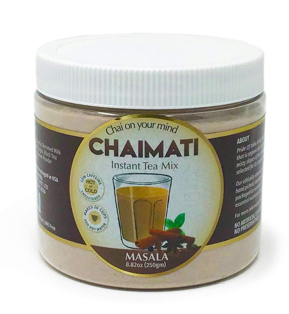 ChaiMati- Masala Chai Latte - Powdered Instant Chai Tea Premix, 8.82oz (250gm) Jar - Makes 20-25 Cups - Very Low Caffeine, Ready in Seconds - gets "Chai on Your Mind"