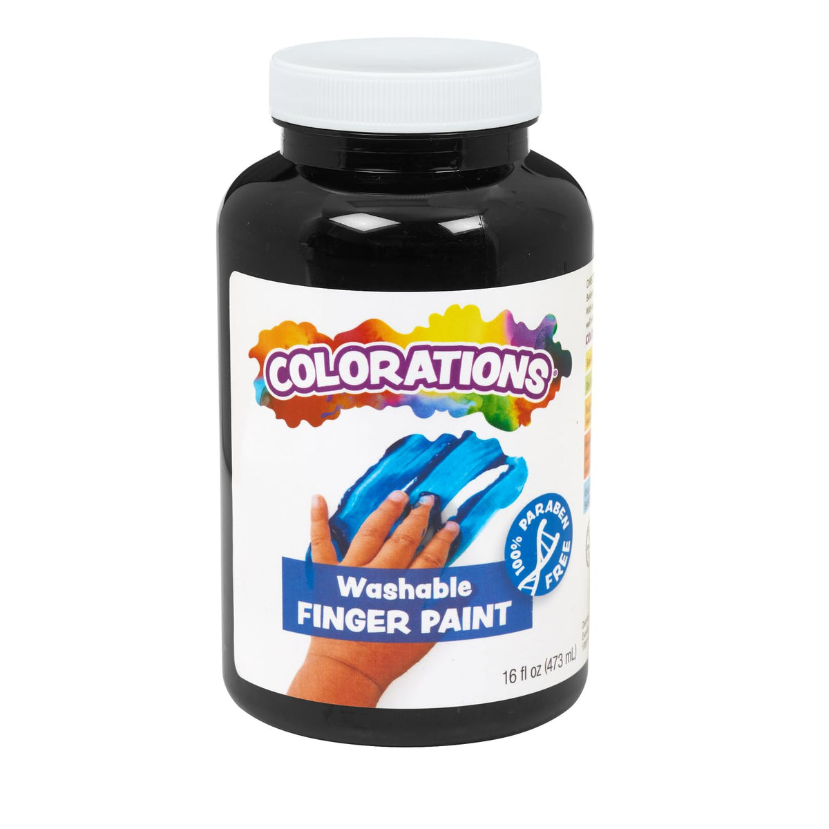 Colorations Washable Finger Paints, Black, Non-Toxic, Creamy, Vibrant, Kids Paint, Craft, Hobby, Fun, Art Supplies, Young kids, finger painting, hand painting, 16 oz.