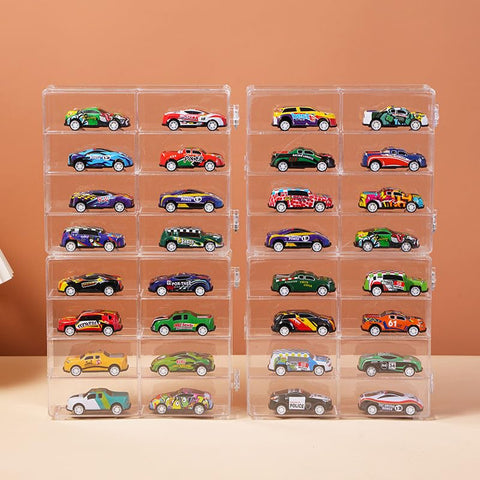 1/64 Scale Matchbox Wheels Display Case ,Transparent Acrylic Storage Case for 32 Hot Wheels,Stackable,Dustproof,6.5 X 7.5 X 1.6 inches 4pcs