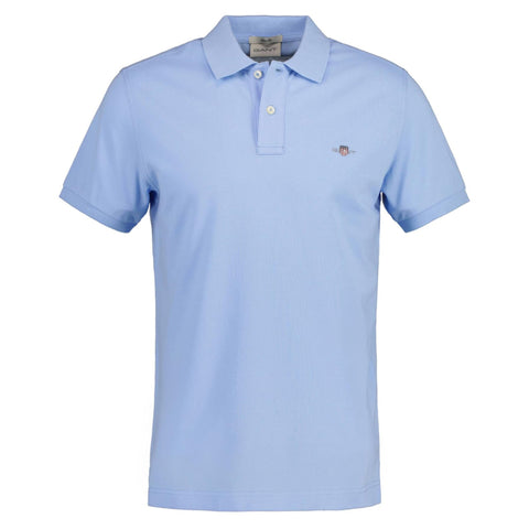 GANT Men's Slim Shield SS Pique Polo, Capri Blue, M
