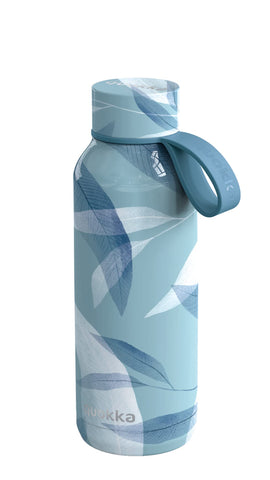 Quokka Solid with Silicone Hanger - Blue Wind 510 ml | BPA-Free Stainless Steel Water Bottles | Thermal Double Wall Bottle - Keeps Cold and Hot for Children and Adults