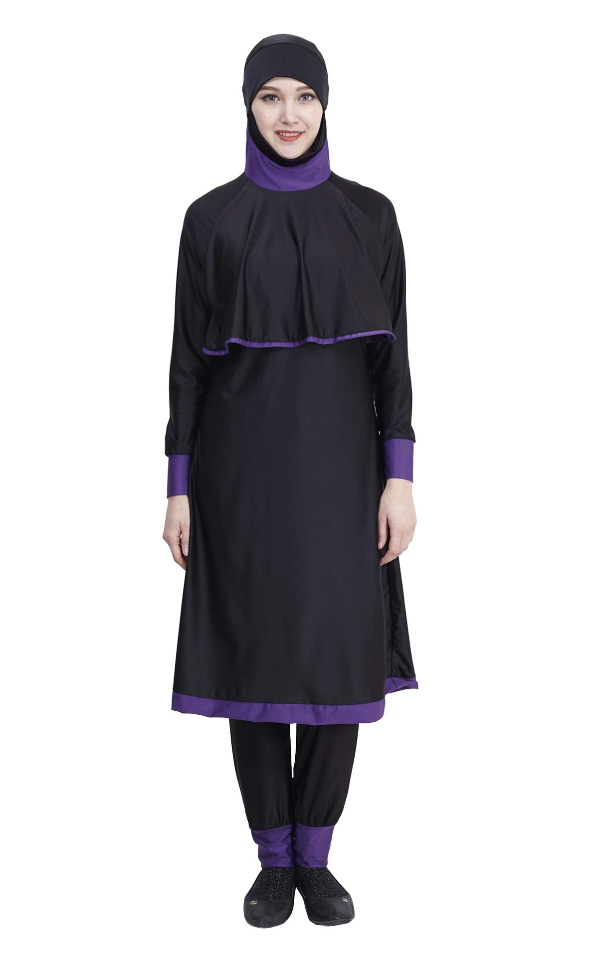 GladThink Muslim Womens Girls Burkini 2 Pieces Swimwear Black 4XL