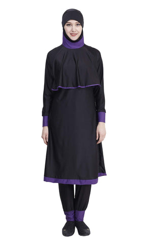 GladThink Muslim Womens Girls Burkini 2 Pieces Swimwear Black 4XL