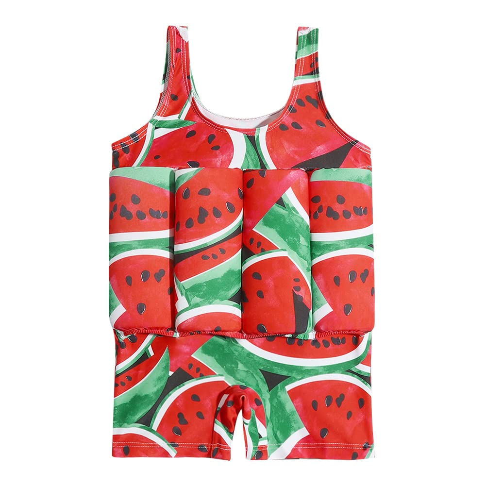 FYMNSI Baby Boys Girls Floatation Swimsuit One-Piece Swimwear Adjustable Buoyancy for Kids Learn to Swimming Swim Vest Jacket Watermelon 6-12 Months