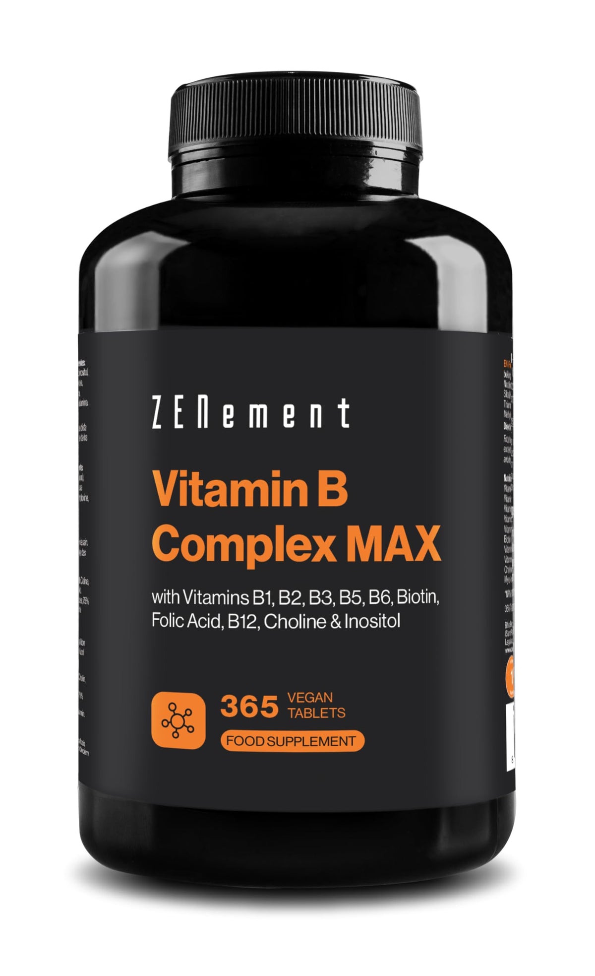 Vitamin B Complex MAX, 365 Tablets | 8 B-Vitamins + Choline & Inositol | Helps Reduce Fatigue, Contributes to Normal Mental Performance and Helps The Immune System to Function Normally | Zenement