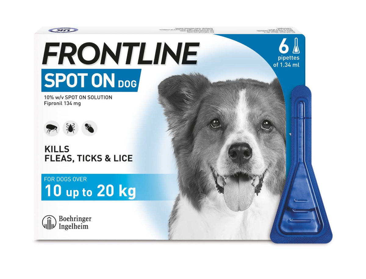 FRONTLINE Spot On Flea & Tick Treatment for Medium Dog (10-20kg) 6 Pipettes