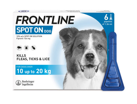 FRONTLINE Spot On Flea & Tick Treatment for Medium Dog (10-20kg) 6 Pipettes