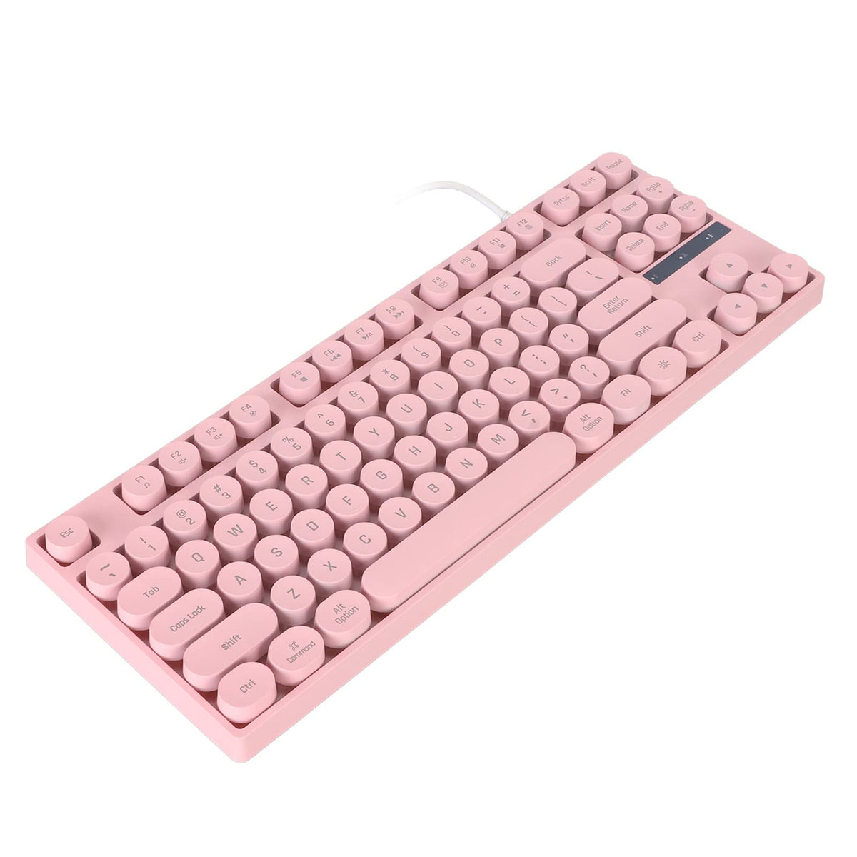 Mechanical Gaming Keyboard, USB Wired Punk Typewriter Style Light Up Keyboard, 87 Keys Round Keycaps Keyboard with Colorful Backlit, for Windows, Mac ()