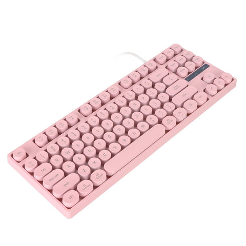 Mechanical Gaming Keyboard, USB Wired Punk Typewriter Style Light Up Keyboard, 87 Keys Round Keycaps Keyboard with Colorful Backlit, for Windows, Mac ()