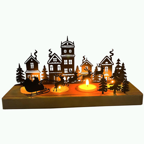 Advent Candle Holder, Advent Wreath, Tea Light Holder, Candle Holder, Christmas Candle Tray Metal with Wooden Holders, Advent Arrangement, Table Advent Decoration, Christmas Decoration Candles, 28 x