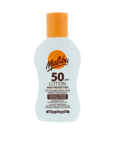 Malibu Sun SPF 50 Lotion, High Protection Sun Cream, Water Resistant, Vitamin E and Aloe Vera Extract, 100ml