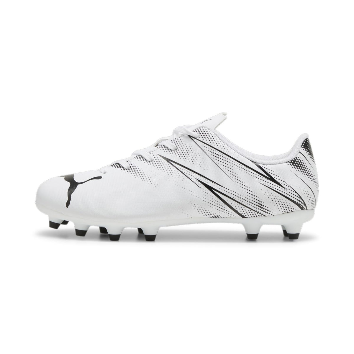 PUMA Attacanto Firm, Artificial Ground Soccer Cleats Sneaker, White Black, 1 US Unisex Big Kid