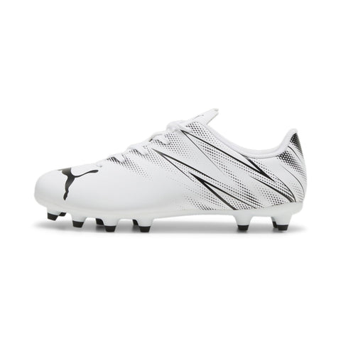 PUMA Attacanto Firm, Artificial Ground Soccer Cleats Sneaker, White Black, 1 US Unisex Big Kid