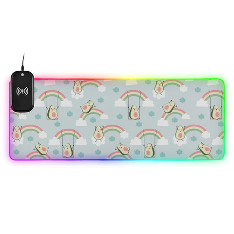 Avocado Rainbow Wireless Charging Mouse Pad for Mobile Phone Extra Large Gaming Mousepad with 13 Lighting Modes Extended Desk Mat for Gaming MacBook PC Laptop Desk Office Home