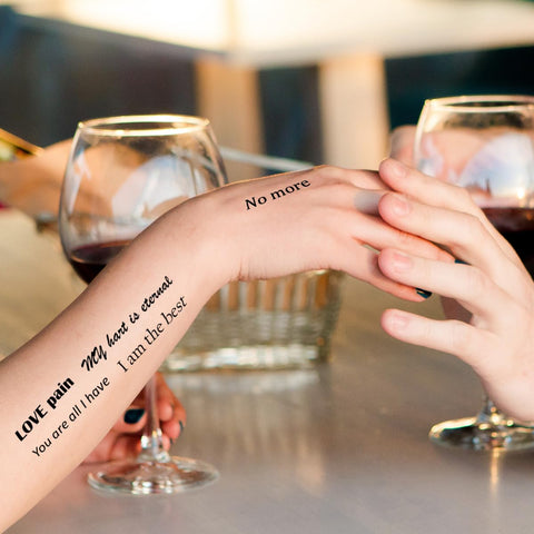 English Tattoo Stickers, 12-Sheet Temporary Tattoos for Women Men, Inspirational Love Letter Short Sentence Personalized Aesthetic Tattoos for Adult Kids