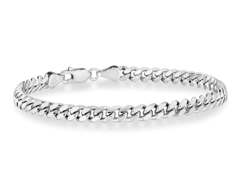 Miabella Italian 925 Sterling Silver Thick 3.2mm, 5mm, 7mm Curb Cuban Link Chain Bracelet, Solid Heavy Sterling Silver Bracelet for Men Made in Italy (8.5, 5mm)