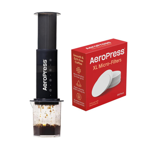 AeroPress - New Special Bundle with XL Coffee Maker + 200 Additional Microfilters
