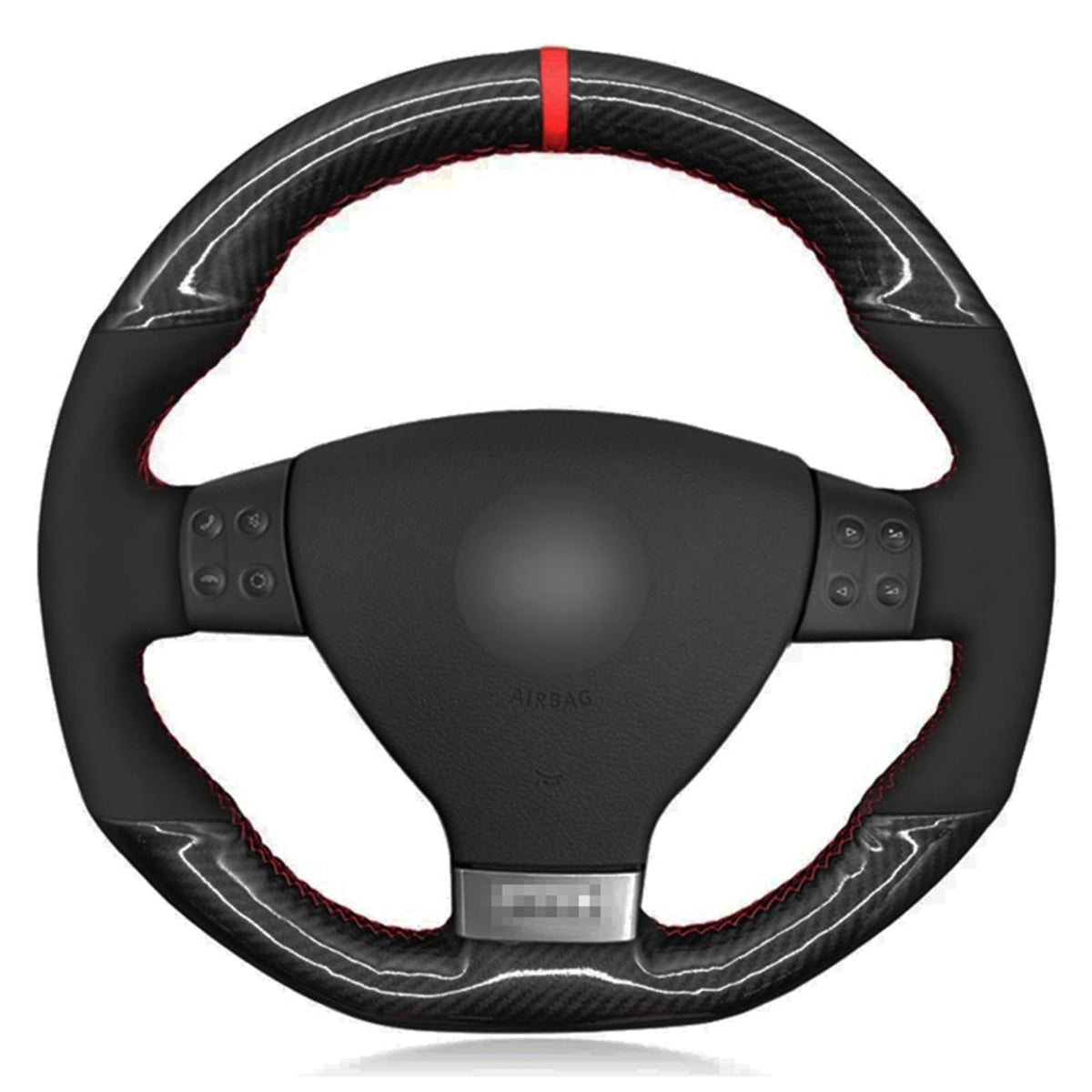 For V=W Golf 5 Mk5 GTI VW Golf 5 R32 2005,Car Steering Wheel Cover Soft Black Suede Carbon Fiber
