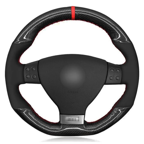 For V=W Golf 5 Mk5 GTI VW Golf 5 R32 2005,Car Steering Wheel Cover Soft Black Suede Carbon Fiber