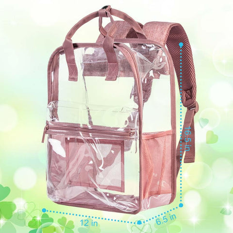 ZLYERT Clear Backpack, Heavy Duty Transparent Bookbag, Large See Through PVC Backpacks for Women and Men - Pink