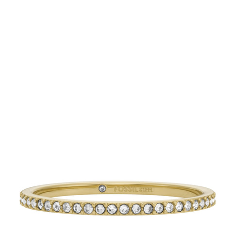 Fossil Women's All Stacked Up Gold-Tone Stainless Steel Band Ring, Color: Gold (Model: JF04686710)