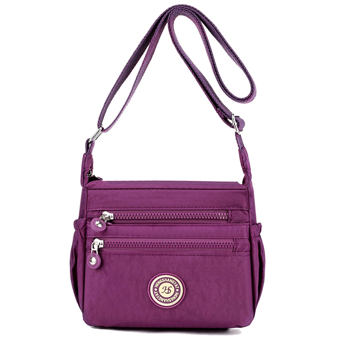 WITERY Nylon Crossboby Bag for Women - Waterproof Zipper Multi-pocket Travel Shoulder Bag Purse, Purple 4