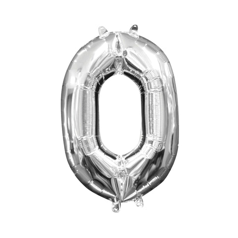 Amscan Stunning Silver Number 0" Air-Filled Foil Balloon - (16") 1 Piece- Premium Quality & Long-Lasting, Dazzling Decorations - Perfect for Parties & Events