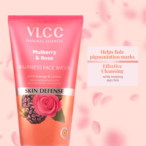 VLCC Mulberry & Rose Facewash - 150ml X 2 | Buy One Get One (300ml) | For Visible Glow and Fairness | With Rose, Mulberry, Orange & Lemon Peel Extract.