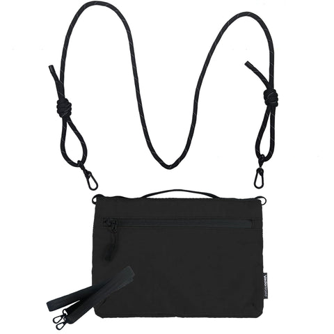 vadoworld Crossbody Bag, Sacoche Bag (M, Black) - Black Lanyard Knot + Black Strap, Black